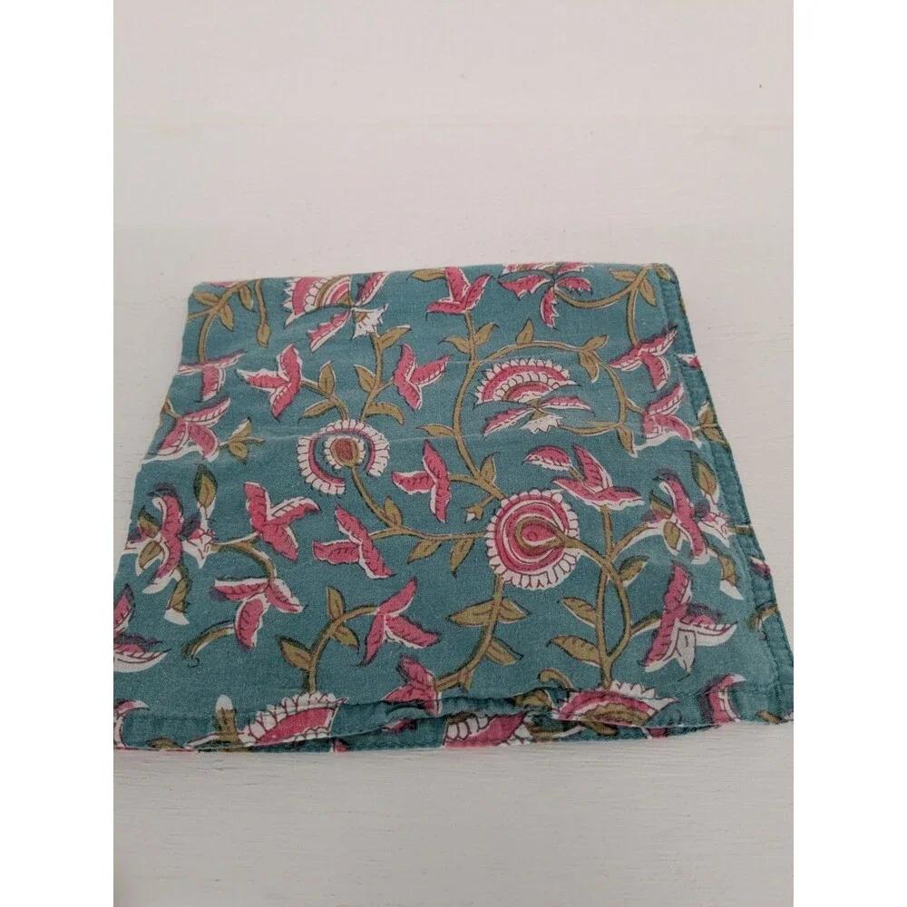 Vtg Floral Napkins Set (8) Block Print Boho Cottagecore Multi Patterns 15